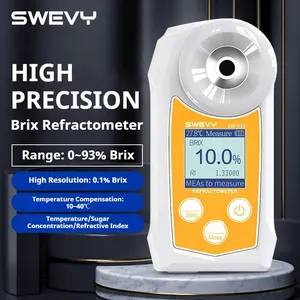 SWEVY LCD Backlight Digital Fruit Sugar Meter, Precision Refractometer for Milk Tea Drinks, Measurement 0-93% Brix, Home Farm Plant Use Tool