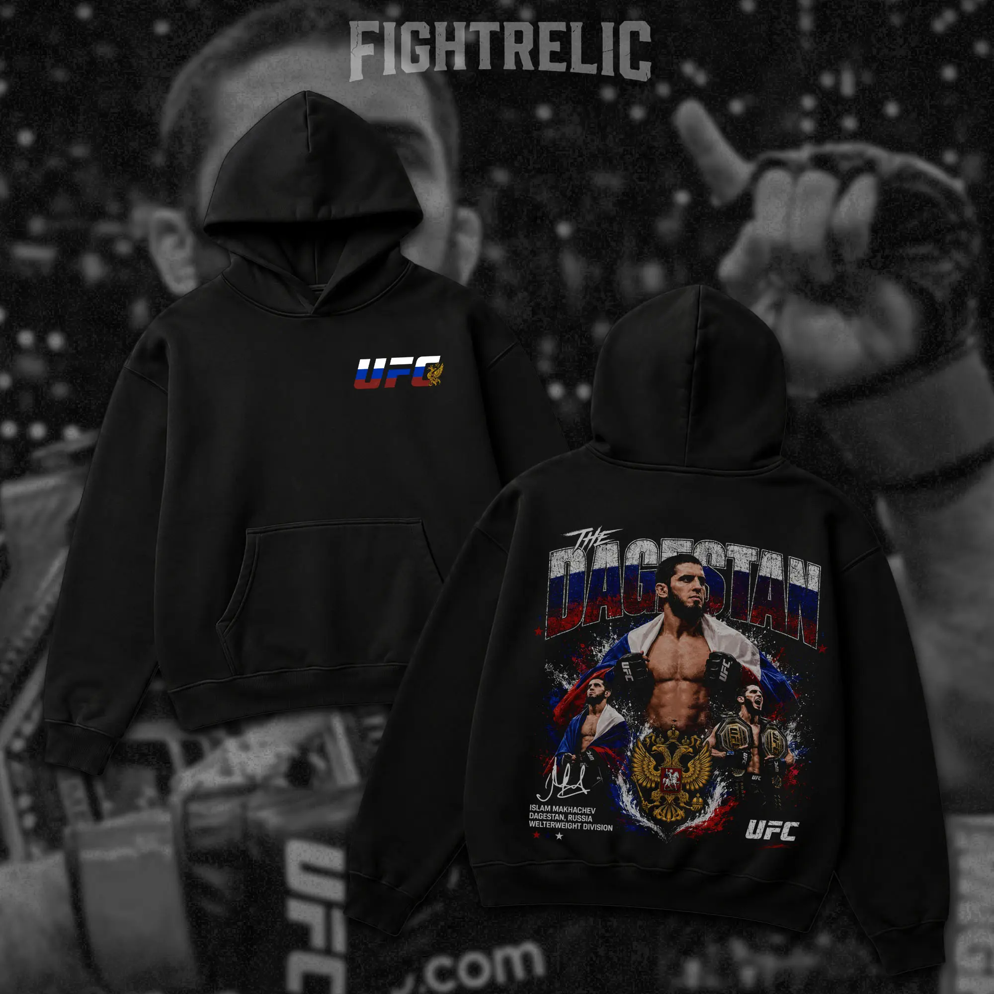 FIGHTRELIC Men's UFC Islam Makhachev Dagestan Men's Hoodie , UFC Graphic Tee, UFC MMA Shirt, Gift for Fighters, Sports Apparel Cotton Tee, Gift for Him, Gift For Her, Made In USA. Ring