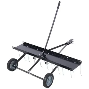 Lawn Sweeper Tow Behind Dethatcher 40-Inch Riding Lawn Mower with Attached Tow for Outdoor Yard Tools