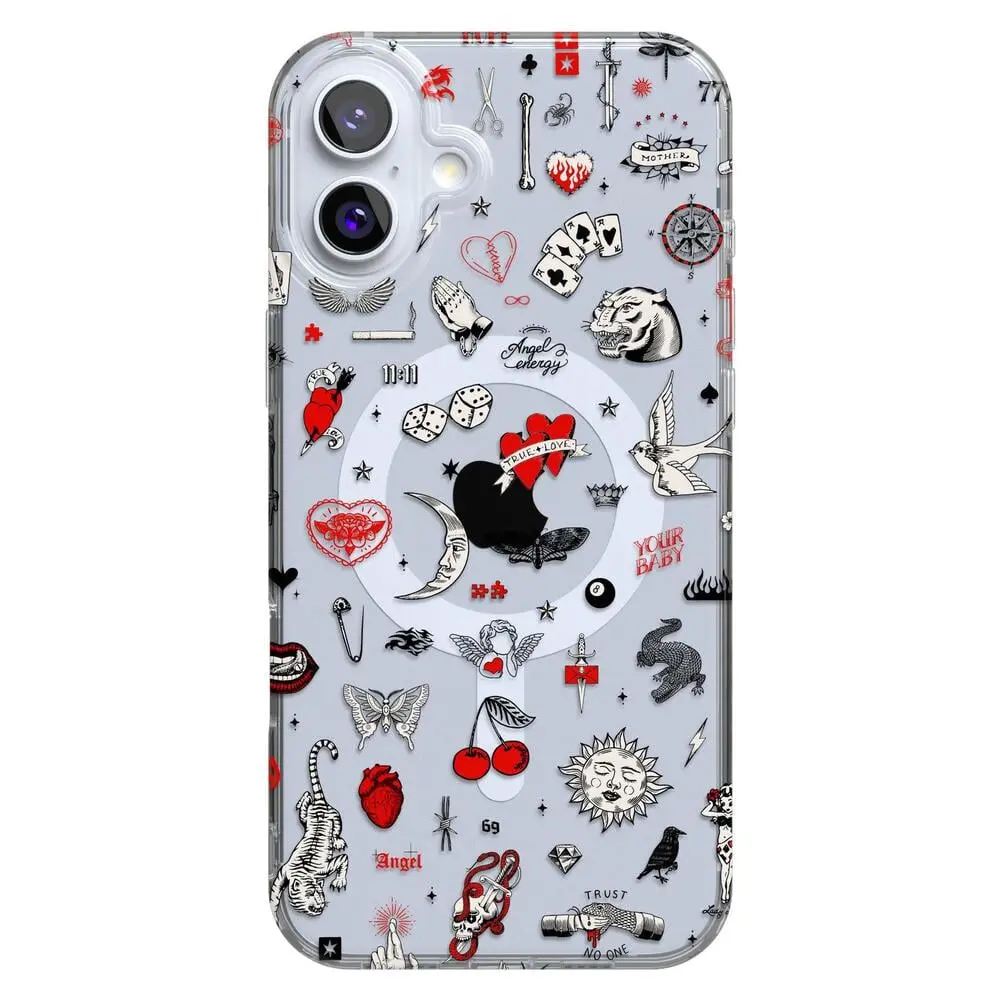 Casely iPhone 16 Case | Not a Phase | Clear Flash Tattoo | Clear Classic Ultra-Thin Design | Compatible with MagSafe