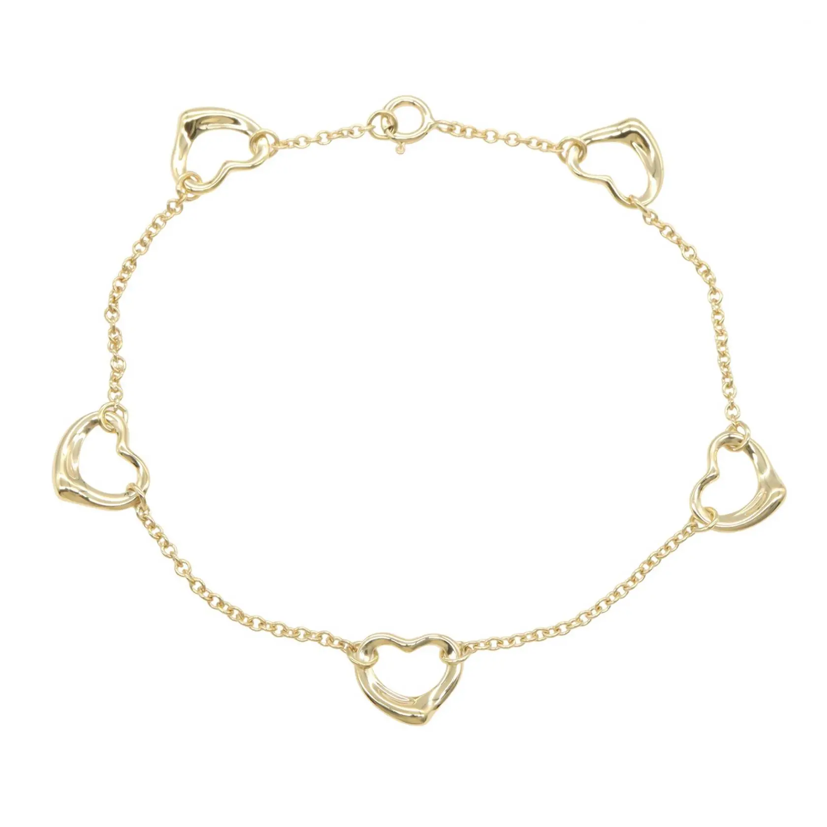 Pre-owned Tiffany & Co. 18K Yellow Gold (Au750) Small Leather Goods Open Heart Au750 Bracelet