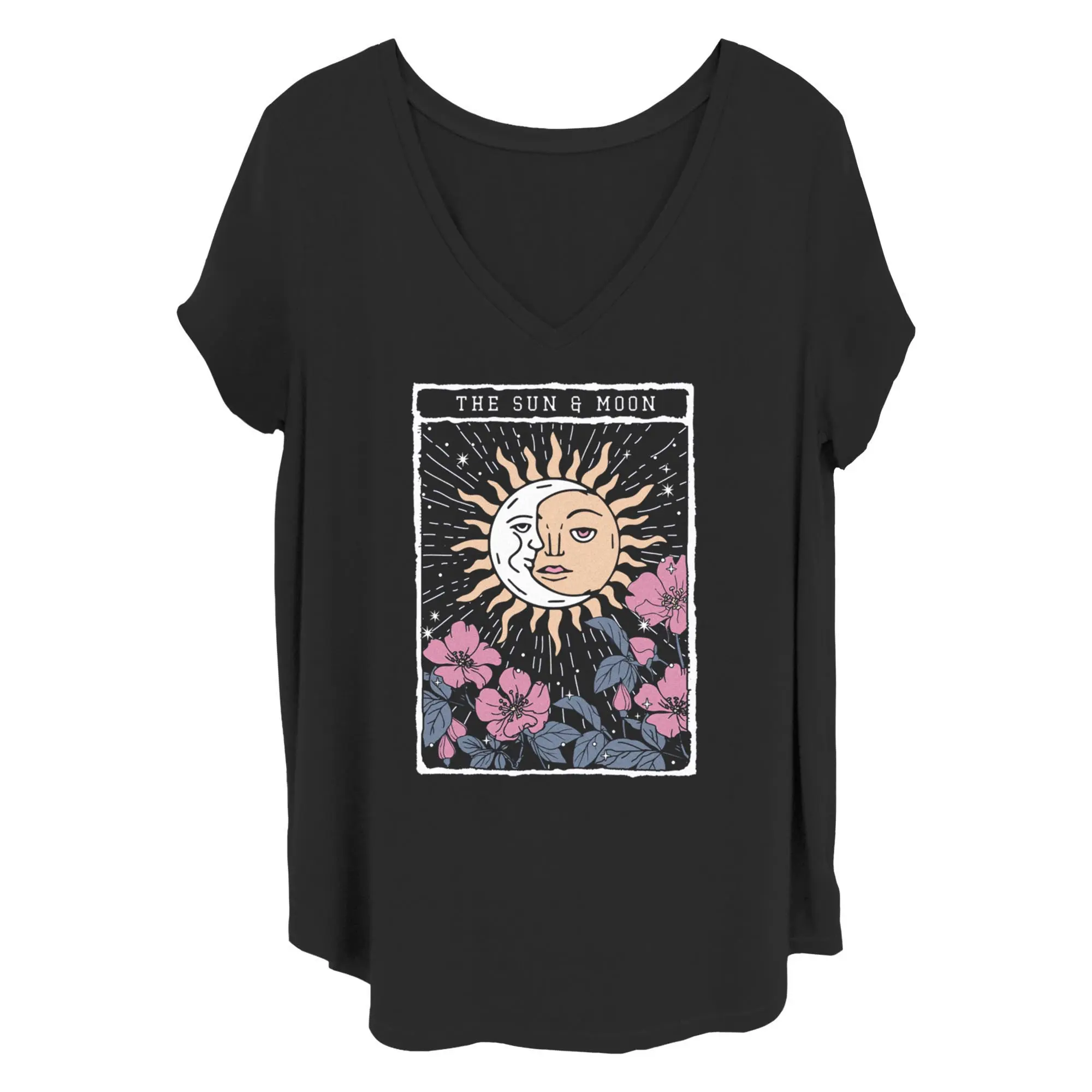 Women's Lost Gods The Sun & Moon Tarot Card T-Shirt