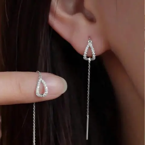 Water Drop Shaped Line Design Dangle Earrings (1 Pair), Unique Water Drop Design, Daily Clothing Decor for Birthday Gift, Trendy Jewelry, Fashionable Jewelry Accessories, Ear Accessories