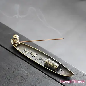 Vintage Boat-Shaped Odorizing Incense Holder, 1-Count Fragranced Bag Accessory, Desktop Aroma Freshener for Home Office Decor, Diffuser Stick Aromatherapy Tool, Odorizing Incense Holders, Incense Incense Holders