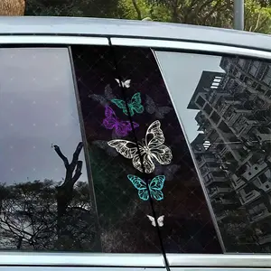 2pc Butterfly Vinyl Stickers, Car B Pillar Protection Decals, Car Decorative Sticker, Easy Peel & Stick, Sunproof Waterproof Scratch Resistant, All Car Models