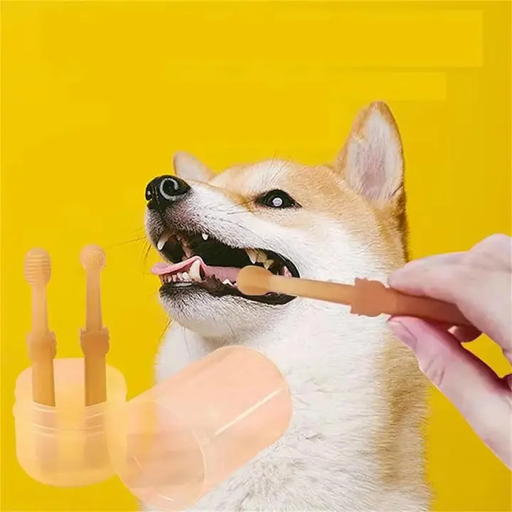 Soft Silicone Toothbrush & Tongue Scraper for Dogs and Cats