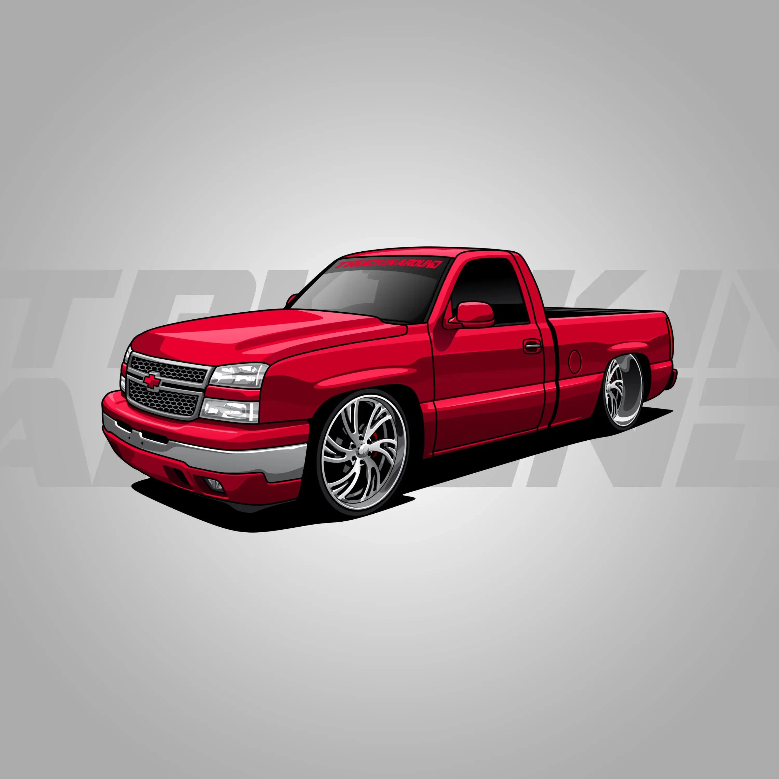 2004 Chevy Silverado STICKER with Black Rims, Front Grille, and Classic Design