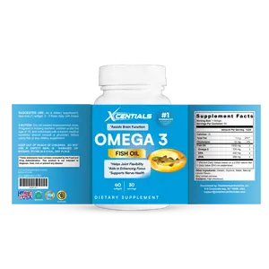 Xcentrials Omega 3 Fish Oil - 60 Softgels - Supports Heart Brain & Joint Health - Essential Fatty Acids - Promotes Wellness & Cognitive Function - Dietary Supplement