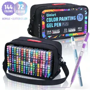 216 Colors Acrylic Gel Pens & Glitter Gel Pens Set, Acrylic Markers, 144 Colors 3D Acrylic Paint Pens And 72 Colors Glitter Gel Pens, for Black Paper, Rock, Glass, Fabric, DIY projects and Art Crafts Supplies, Art Materials, Diy Painting Supplies