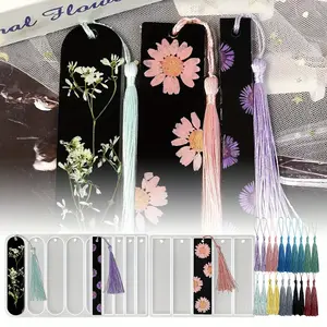 3Pcs Shiny Bookmarks Silicone Mold, Bookmark Resin Mold with Tassels for Making Birthday Gift, Christmas Gift, Resin Bookmark, Home Decor
