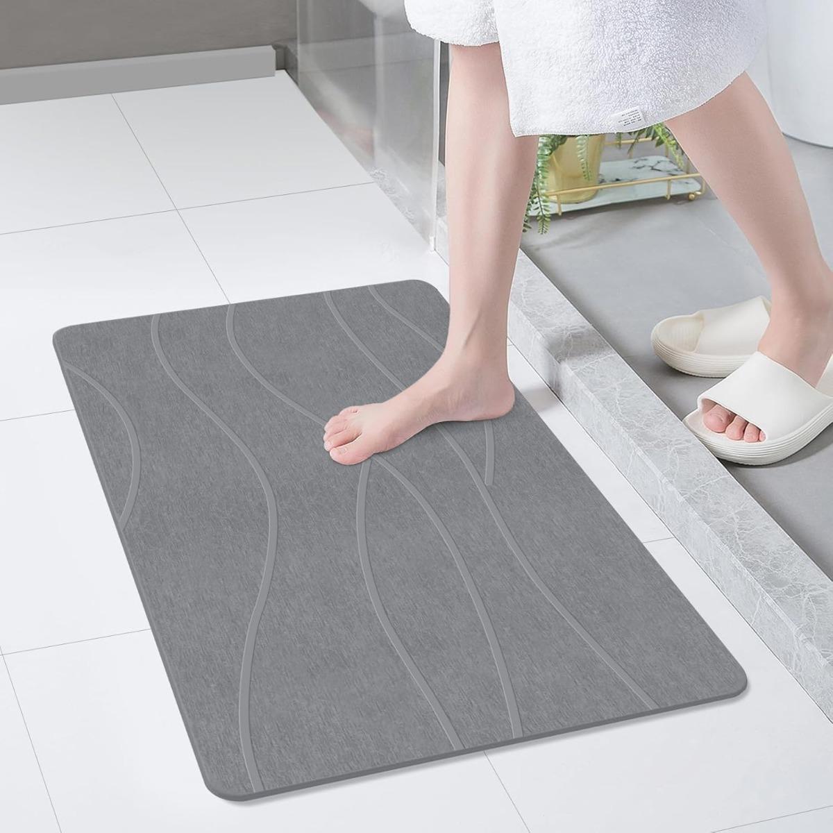 2 Pack Extra Large Diatomaceous Earth Stone Bath Mat, 23"x15" Super Absorbent Quick Drying Bathroom Shower Mat with Non-Slip Base, Easy to Clean