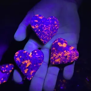 2" Heart Shape Emberlite UV Fluorescent Yooperlite Glowing Fire Rock Stone, Crystal Decor Collection Gift, 1 Pcs