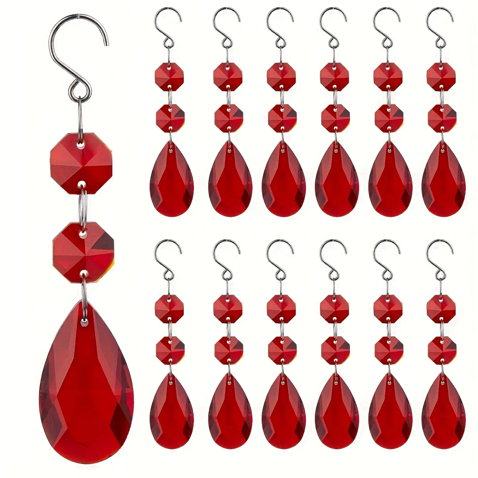 12 Piece 1.5 Inch Colorful Crystal Prism Set, Classic Austrian Style Water Drop Glass Prisms, Hanging Decor Ornaments for Hallway Wedding Windows Christmas Decorative Ornaments, Decorations And Ornaments