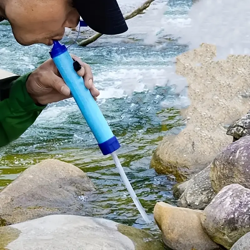 Survival Filter Water Purifier, Portable Handheld Emergency Straw for Camping and Hiking - Durable ABS Hydration Bottle Attachment, Emergency Straw Water Filters, Filters Portable Handheld Water
