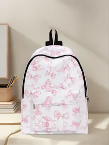 Fun Bow Pattern Printed Backpack, Cute Versatile Backpack, Stylish Casual Design with Spacious Storage, Perfect for School, Travel, and Daily Use, Zipper Backpack