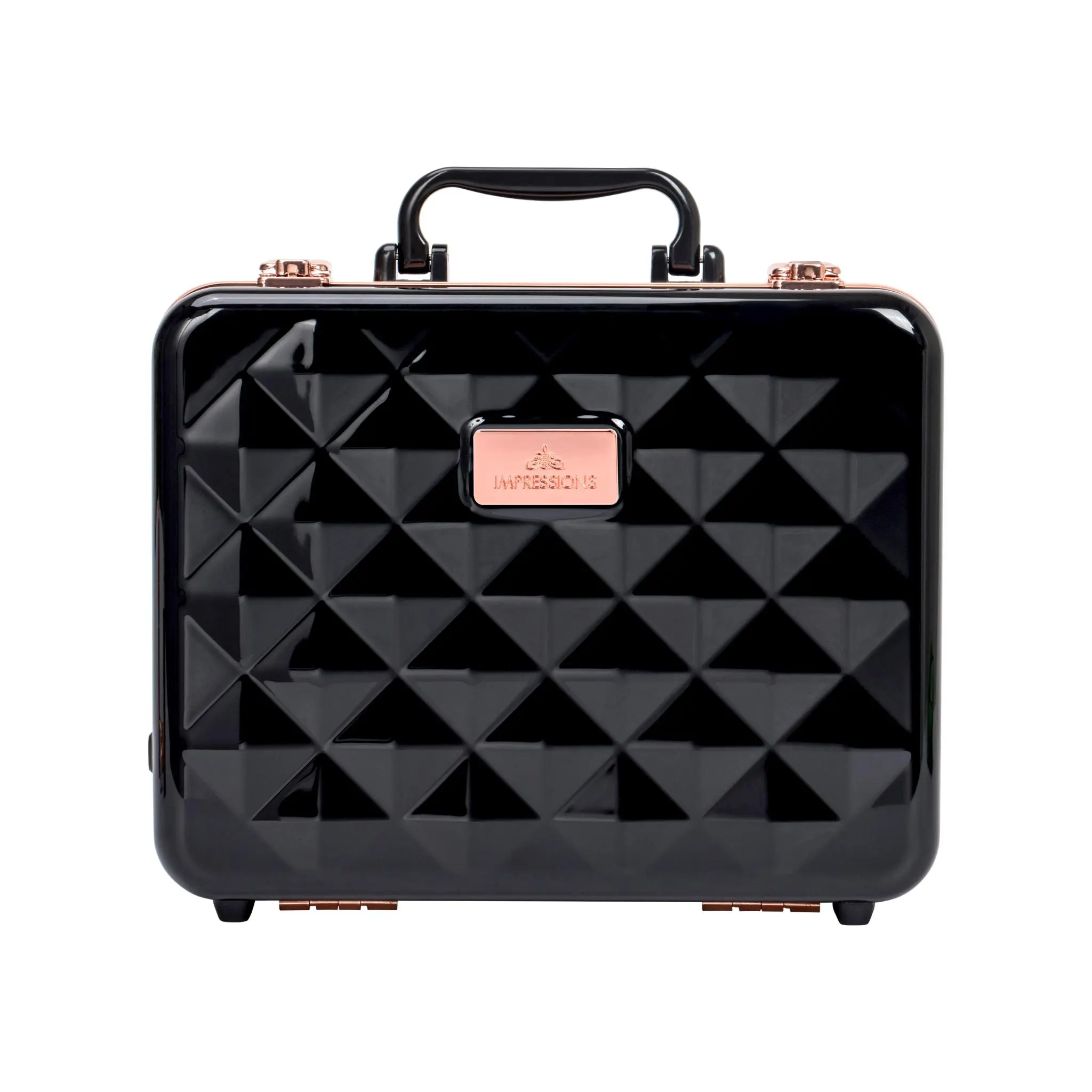 Hard Shell Travel Vanity Case with LED Mirror - Travel Beauty Bag, Pyramid Diamond Pattern, 3 Light Modes, Adjustable Compartments, Portable Cosmetic Organizer, Makeup Bag