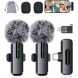 Mini Microphone for  - 2 Pack Lavalier  Microphone for Video Recording, 2 in 1 Noise Reduction Lapel Mic for Ipad, Android,Clip- Mini Mic for Content Creators Podcast