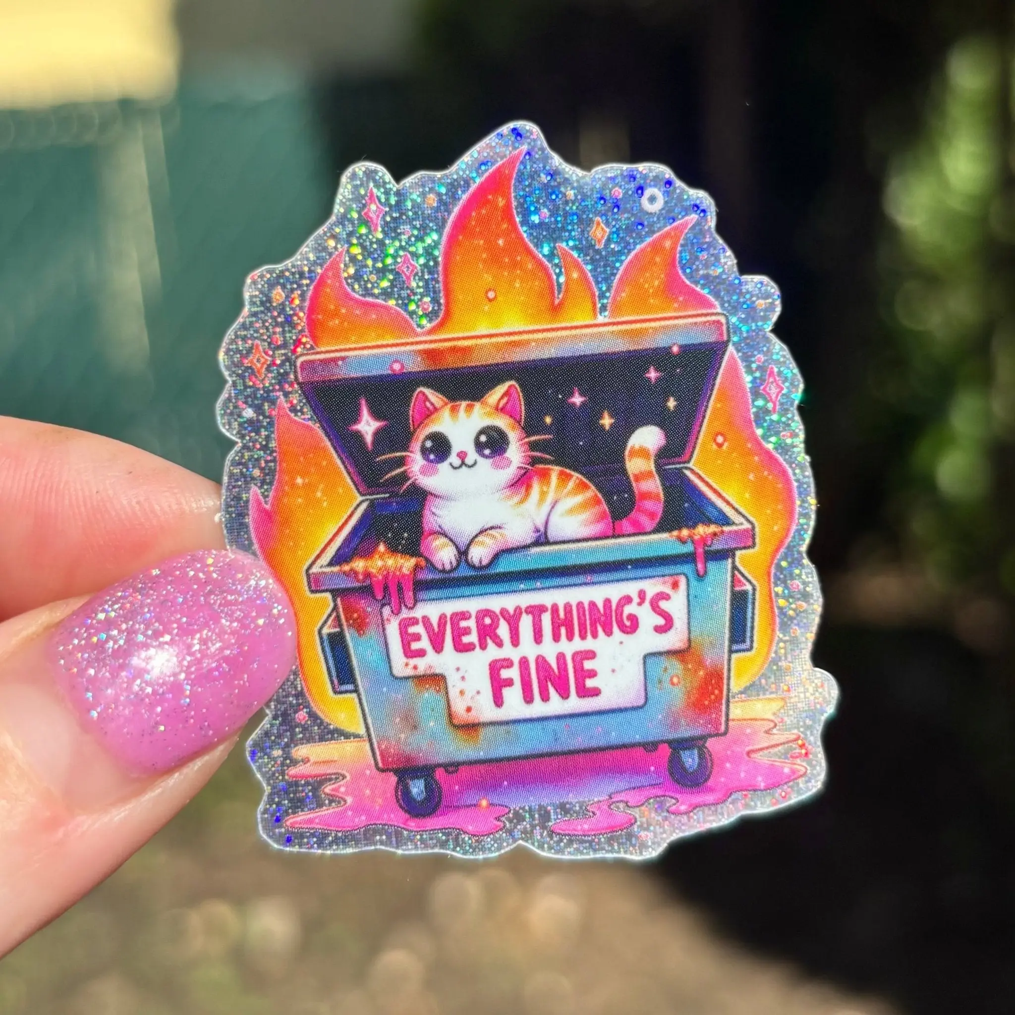 Everything is Fine Glitter Sticker durable vinyl Everything is Fine Glitter Sticker durable vinyl