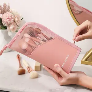 1pc large-capacity makeup brush bag, Makeup storage bag, travel-inspired cosmetic organizer, portable beauty essentials pouch suitable for both men and women, lightweight travel-friendly beauty organizer, Handheld cosmetic pouch
