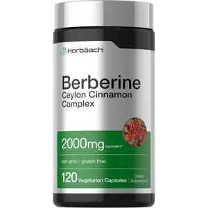 Horbaach Berberine with Ceylon Cinnamon | 120 Veggie Capsules | Vegetarian, Non-GMO & Gluten Free Supplement | Berberine Complex