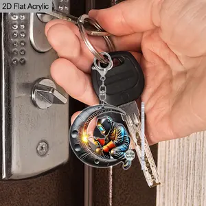 2D Flat Acrylic Funny Keychain Pendant with Welder Pattern - Unique Decorative Keyring for Multi-purpose Decoration - Welder Enthusiast Gift for Friend & Family - No Electricity Needed