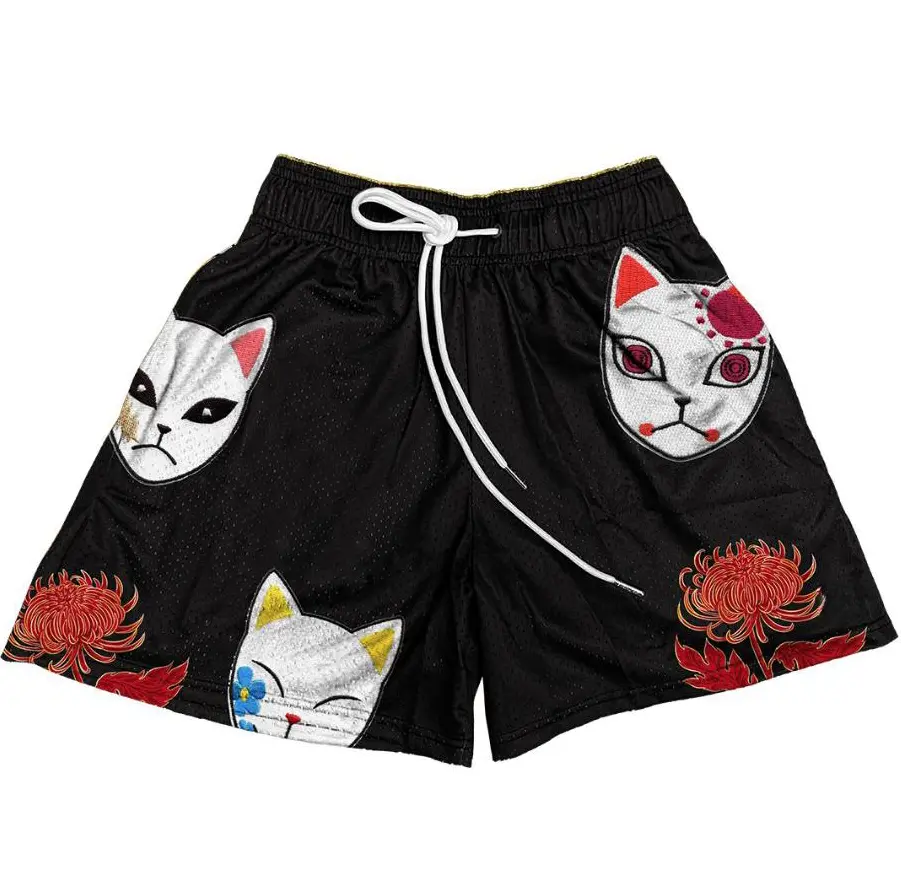 Demon Slayer Masks Men's Shorts Workout Sport Knee Pants with Pockets Athletic Summer Shorts Basktetball Shorts