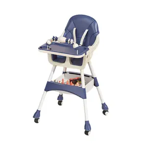 baby joy booster  seat Portable Baby High Chair with Locking Wheels, Easy Clean High Chair for Babies & Toddlers, Multi-Use Feeding Chair with Removable Cushion, Toy & Large Storage Basket  high  chair 3-in-1 Adjustable