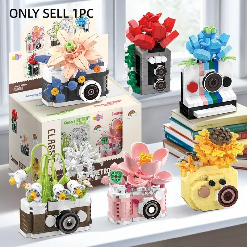300+pcs Abs Material Vintage Camera Building Block Sets, Construction Building Blocks, DIY Assembly Toy, Stress Relief, Creative 3D Model, Gift for Women's Day, Christmas