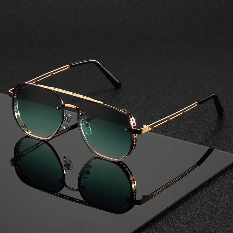 Men's Classic Sunglasses, Double-Beam Metal Statement Frame with Dark Lenses for Less Sun Glare - Trendy, Lightweight and Everyday Durable, Trendy Styling Sunglasses, Sun Protection, Sturdy For Daily Wear
