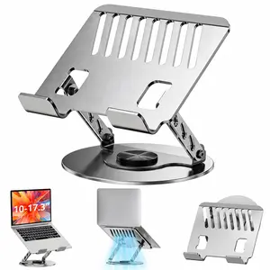 Laptop Stand for Desk - All-Metal Ergonomic Computer Stand & Laptop Riser, 360° Rotatable & Adjustable & Foldable, Laptop Holder for Notebooks (10-17.3"), Gray remote worker