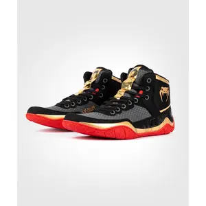 Venum Elite Wrestling Shoes - Black/Gold/Red