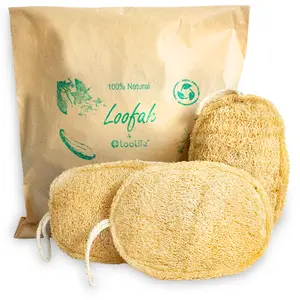Natural Loofah Exfoliating Sponge (3 Pack) - Loofa Exfoliating Body Scrubber - Biodegradable Organic Loofah Sponge - Shower Luffa Sponges - Shower Lufa - Estropajos para el Cuerpo