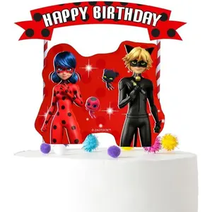 Miraculous Ladybug Cardstock Cake Topper - Add a Heroic Touch to Your Celebration Cakes!