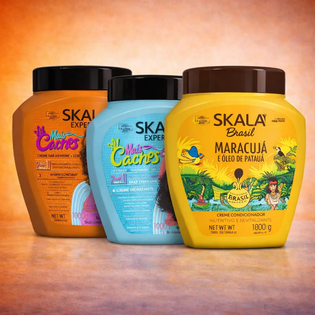Skala Expert 3-Piece Hair Treatment Kit, Hydrating Deep Conditioner & Moisturizer with Passion Fruit for Curly, Wavy & Coily Hair, Anti-Frizz, 1000g Each, Nourishing, Curly Locks, Passionfruit, Natural Curls, Bouncy Curls, Frizz Control, Skala Brazil, Mou