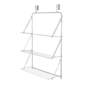 Sturdy Silver 3-Tier Over-the-Door Towel & Clothes Drying Rack