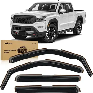 Nilight Automotive In-Channel Weatherproof Vent Window Visors - 4PCS Custom-Fit Aerodynamic Rain Guards, Tool-Free Anti-Fog Car Exterior Accessories for 2022-2025 Frontier Crew Cab