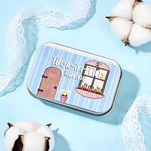 Portable Tuck-in Bunny Tin-Miniature Rabbit Dollhouse with Min Carrot,Easter Bunny Fluffy Plush in Pocket Tin: Miniature Role Play Set, Great for Easter, Birthdays & Bedtime Gift