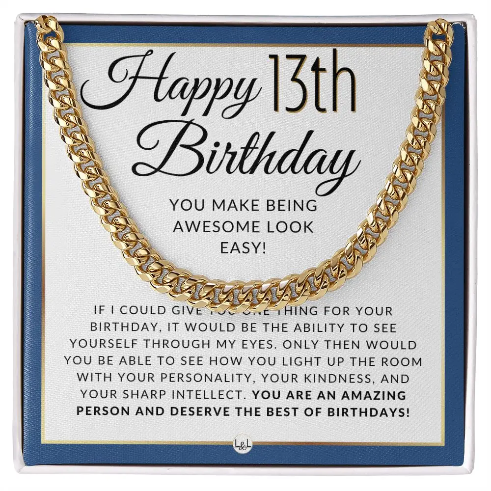 13th Birthday Gift For Him - Necklace For 13 Year Old Birthday - Birthday Gift For Teenage Boy - Chain Necklace Jewelry