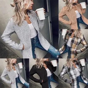 Women's Solid Color Pocket Long Sleeve Open Front Coat, Casual Basic Smooth Fit Longline Outerwear for Fall & Winter, 2025 Jackets for Women, Ladies Fitted Clothes for Daily Wear, Everyday Clothes for Women, Tops, Womenswear, Workwear