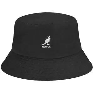 Kangol Washed Bucket Hat - Black - M/L/XL - Classic Style with White Logo - Versatile Comfortable Everyday Wear
