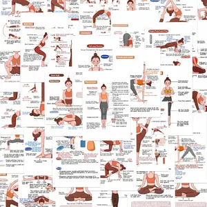 32-Piece Yoga Pose Instruction Cards Set, Flashcards, Basic Yoga Practice Cards, Stretching Teaching Tools, Visual Learning Tools, Ideal for Beginners & Advanced Users
