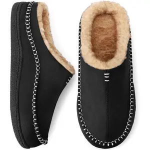 Winter Slippers for Men & Women Anti-Slip Thick Rubber Sole Memory Foam Insole Warm Fuzzy Fluffy Comfy House Shoes Brown Microsuede Upper Plush Fleece Lining Ideal for Home Use & Dance Stylish Cozy Gift Men's Wide Slip-On Loafers with Arch Support Women's