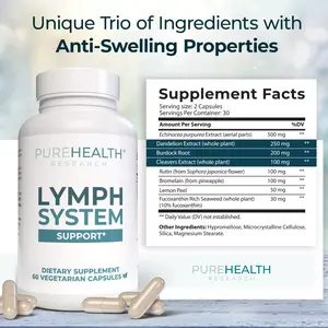 PureHealth Research Lymph System -Reduce Swelling, Lymphatic Support 60 us