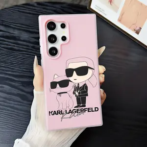 German Fashion Designer Karl Lagerfeld Phone Case 2‑in‑1 Clear Jelly Case for Samsung Galaxy S26/S26+/S26 Ultra/S25/S24/S23/S22 | Dopamine Photo Card Holder | Soft TPU Shockproof Anti‑Yellowing Slim Lightweight Protective Cover