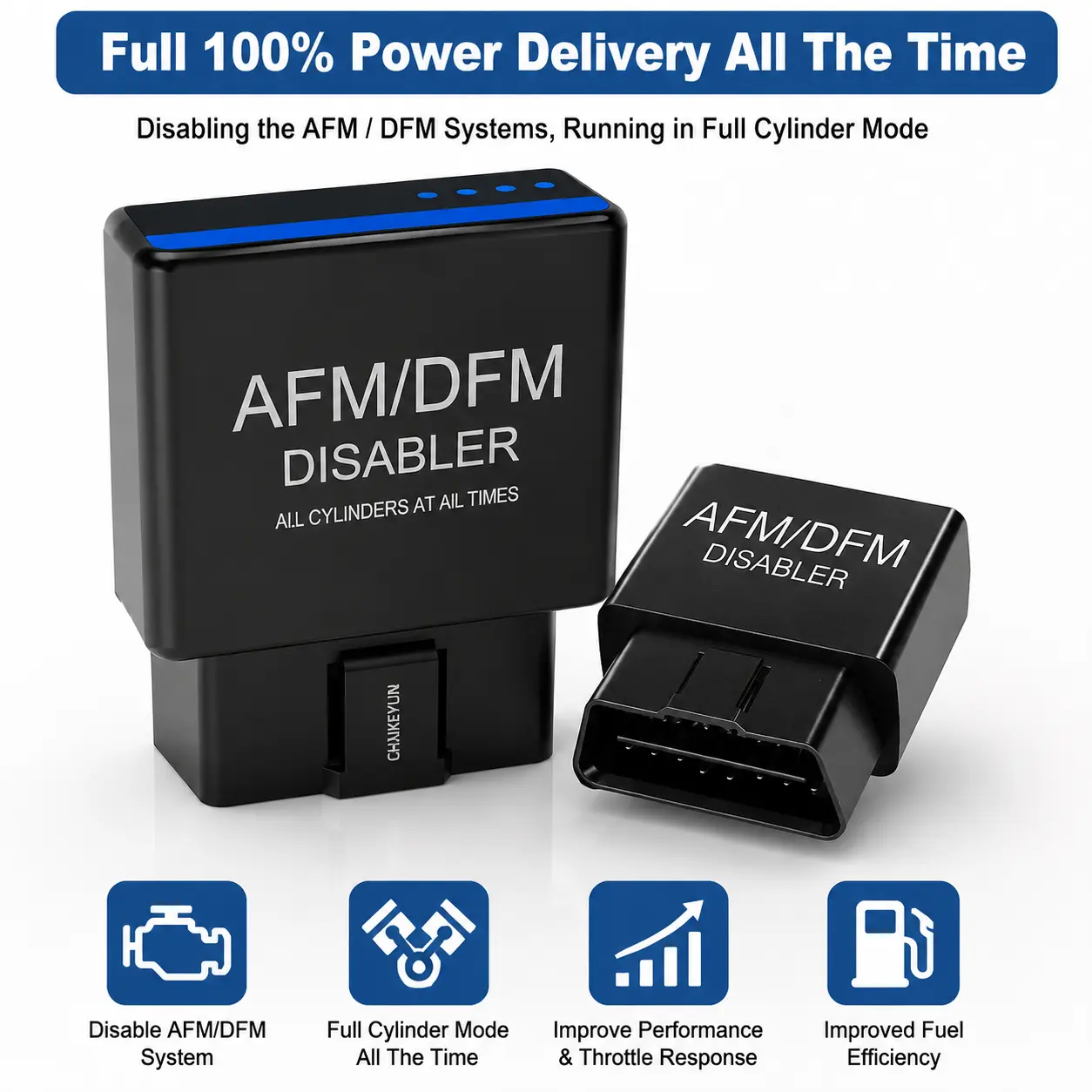 AFM/DFM Disabler Active Fuel Management Delete Device for 5.3-6.2L Chevy Silverado, GMC Sierra, Yukon, Tahoe, Avalanche, Cadillac Escalade (2005-2022) - Car Upgrade, V6/V8 Mode Support, Device Safety