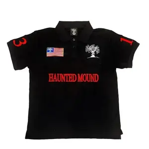 Haunted Mound Polo Shirt America Retro Street Hip Hop Short Sleeve Shirt Men Casual Embroidery Cotton Top Baseball Clothing Streetwear Shortsleeve
