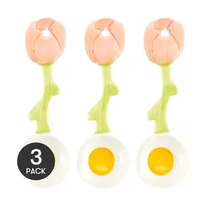KAWASIMAYA Fresh Style Ceramic Soup Spoons Set of 3 - Cute Tableware for Home