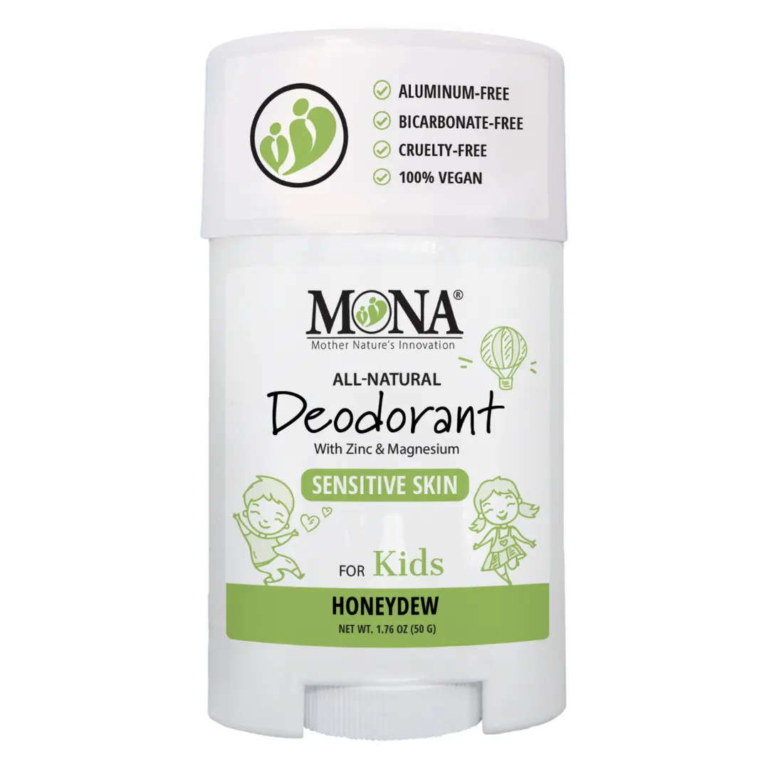 MONA Natural Kids Deodorant – Safe for Boys & Girls | Aluminum-Free, Baking Soda Free, Hypoallergenic | 1.76 oz