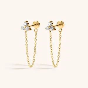 Mini Crystal Trinity Chain Nap Earrings