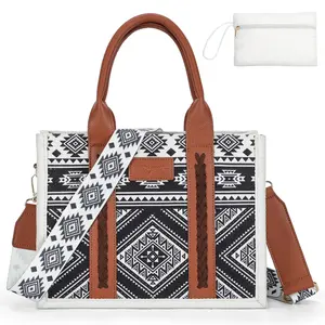 Canvas Tote Bag for Women with Clutch Purse,Spring Glow Up Lightweight Tote Bags with Crossbody Bags,Shoulder Bags,Boho Aztec Handbags for Work,Office